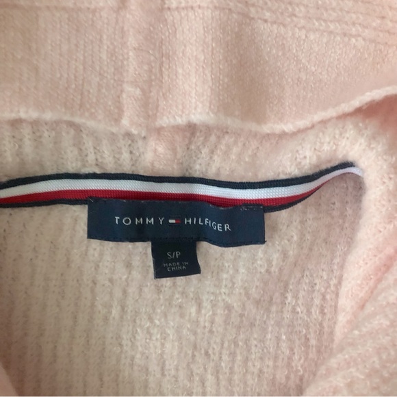 Pink Tommy Hilfiger Cardigan Long Hooded Knit Sweater Open Front Pullover Jacket - Picture 5 of 6